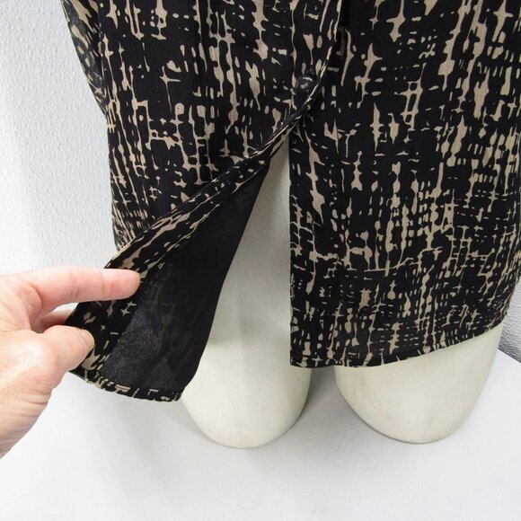 NEW LELA ROSE Women's Silk Ruffle Blouse Brown/Black Size 8 - Picture 3 of 12